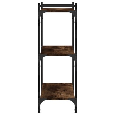 vidaXL Βιβλιοθήκη 3 Επιπέδων Καπνιστή Δρυς 80x30x86cm Επεξεργ. Ξύλο 1 τεμ.