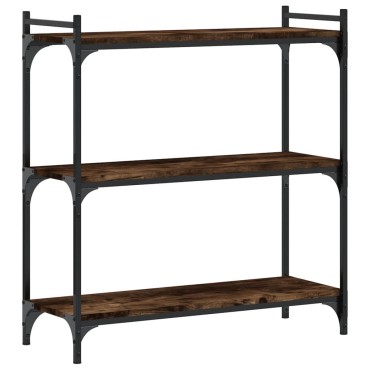 vidaXL Βιβλιοθήκη 3 Επιπέδων Καπνιστή Δρυς 80x30x86cm Επεξεργ. Ξύλο 1 τεμ.
