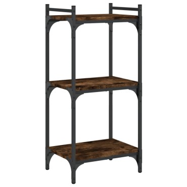 vidaXL Βιβλιοθήκη 3 Επιπέδων Καπνιστή Δρυς 40x30x86cm Επεξεργ. Ξύλο 1 τεμ.