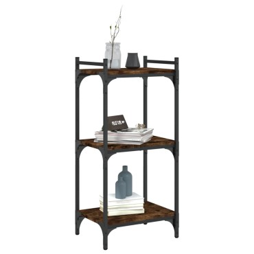 vidaXL Βιβλιοθήκη 3 Επιπέδων Καπνιστή Δρυς 40x30x86cm Επεξεργ. Ξύλο 1 τεμ.