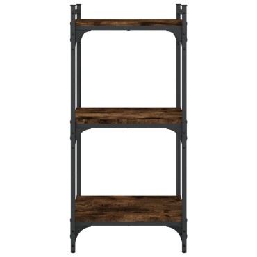 vidaXL Βιβλιοθήκη 3 Επιπέδων Καπνιστή Δρυς 40x30x86cm Επεξεργ. Ξύλο 1 τεμ.