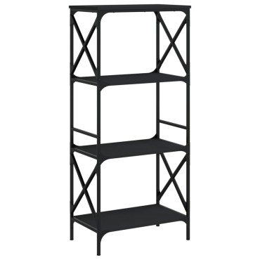 vidaXL Βιβλιοθήκη 4 Επιπέδων Μαύρη 59x35x132cm Επεξεργασμένο Ξύλο 1 τεμ.
