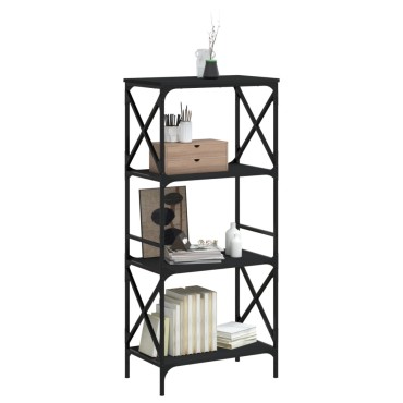 vidaXL Βιβλιοθήκη 4 Επιπέδων Μαύρη 59x35x132cm Επεξεργασμένο Ξύλο 1 τεμ.