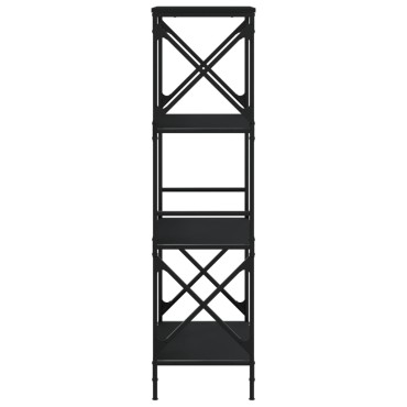 vidaXL Βιβλιοθήκη 4 Επιπέδων Μαύρη 59x35x132cm Επεξεργασμένο Ξύλο 1 τεμ.
