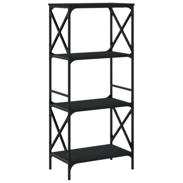 vidaXL Βιβλιοθήκη 4 Επιπέδων Μαύρη 59x35x132cm Επεξεργασμένο Ξύλο 1 τεμ.