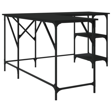 vidaXL Γραφείο Μαύρο 139x139x75cm από Επεξεργασμένο Ξύλο 1 τεμ.