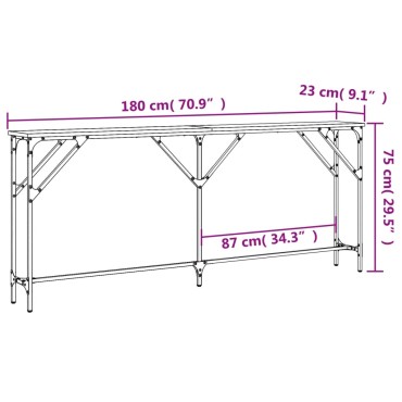 vidaXL Τραπέζι Κονσόλα Μαύρο 180x23x75cm από Επεξεργασμένο Ξύλο 1 τεμ.