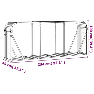 vidaXL Ξυλοθήκη Ασημί 234x45x100 εκ. από Γαλβανισμένο Ατσάλι