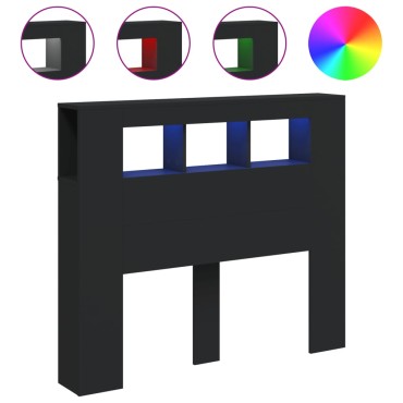 vidaXL Κεφαλάρι Κρεβατιού με LED Μαύρο 120x18,5x103,5cm Επεξεργ. Ξύλο 1 τεμ.