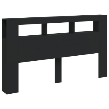vidaXL Κεφαλάρι Κρεβατιού με LED Μαύρο 180x18,5x103,5cm Επεξεργ. Ξύλο 1 τεμ.