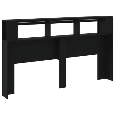 vidaXL Κεφαλάρι Κρεβατιού με LED Μαύρο 180x18,5x103,5cm Επεξεργ. Ξύλο 1 τεμ.
