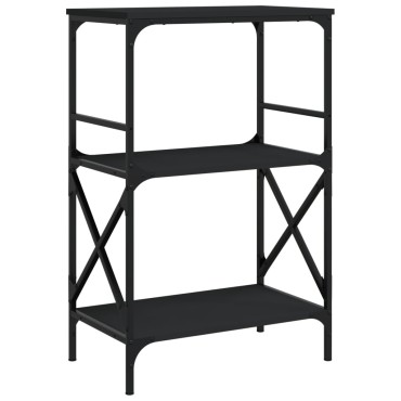 vidaXL Βιβλιοθήκη 3 Επιπέδων Μαύρη 59x35x90,5cm Επεξεργασμένο Ξύλο 1 τεμ.