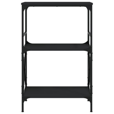 vidaXL Βιβλιοθήκη 3 Επιπέδων Μαύρη 59x35x90,5cm Επεξεργασμένο Ξύλο 1 τεμ.