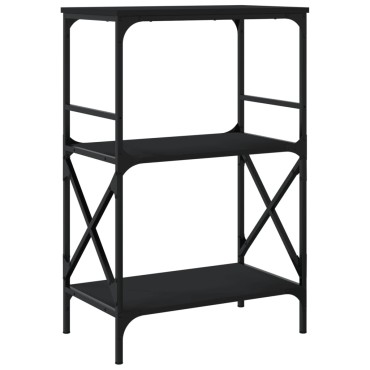 vidaXL Βιβλιοθήκη 3 Επιπέδων Μαύρη 59x35x90,5cm Επεξεργασμένο Ξύλο 1 τεμ.