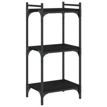vidaXL Βιβλιοθήκη 3 Επιπέδων Μαύρη 40x30x86cm Επεξεργασμένο Ξύλο 1 τεμ.
