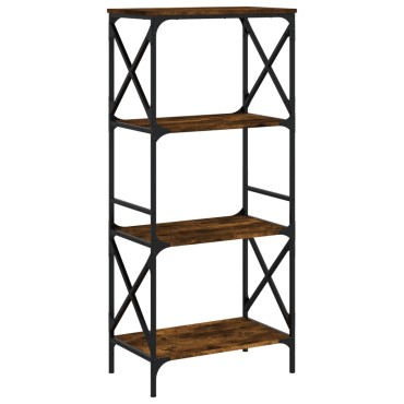 vidaXL Βιβλιοθήκη 4 Επιπέδων Καπνιστή Δρυς 59x35x132cm Επεξεργ. Ξύλο 1 τεμ.
