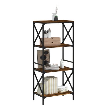 vidaXL Βιβλιοθήκη 4 Επιπέδων Καπνιστή Δρυς 59x35x132cm Επεξεργ. Ξύλο 1 τεμ.