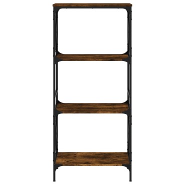 vidaXL Βιβλιοθήκη 4 Επιπέδων Καπνιστή Δρυς 59x35x132cm Επεξεργ. Ξύλο 1 τεμ.