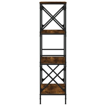 vidaXL Βιβλιοθήκη 4 Επιπέδων Καπνιστή Δρυς 59x35x132cm Επεξεργ. Ξύλο 1 τεμ.