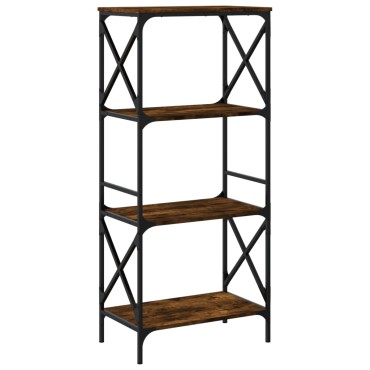 vidaXL Βιβλιοθήκη 4 Επιπέδων Καπνιστή Δρυς 59x35x132cm Επεξεργ. Ξύλο 1 τεμ.