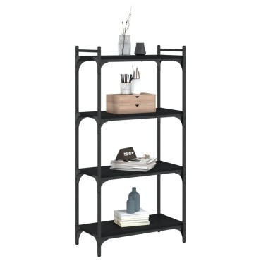 vidaXL Βιβλιοθήκη 4 Επιπέδων Μαύρη 60x30x120cm Επεξεργασμένο Ξύλο 1 τεμ.