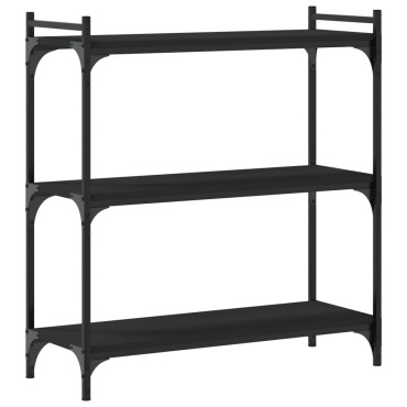 vidaXL Βιβλιοθήκη 3 Επιπέδων Μαύρη 80x30x86cm από Επεξεργ. Ξύλο 1 τεμ.