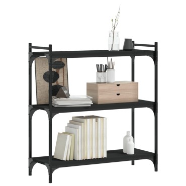 vidaXL Βιβλιοθήκη 3 Επιπέδων Μαύρη 80x30x86cm από Επεξεργ. Ξύλο 1 τεμ.