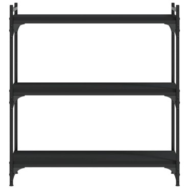 vidaXL Βιβλιοθήκη 3 Επιπέδων Μαύρη 80x30x86cm από Επεξεργ. Ξύλο 1 τεμ.