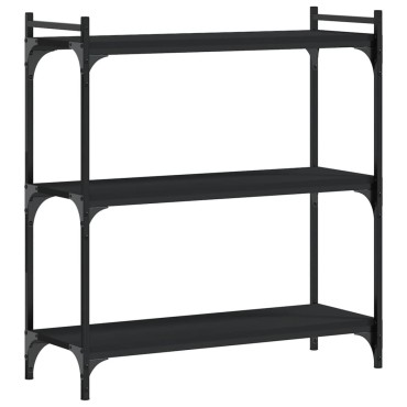 vidaXL Βιβλιοθήκη 3 Επιπέδων Μαύρη 80x30x86cm από Επεξεργ. Ξύλο 1 τεμ.