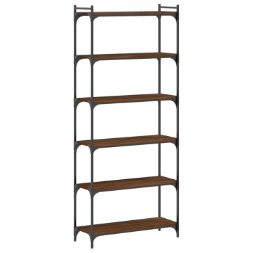 vidaXL Βιβλιοθήκη 6 Επιπέδων Καφέ Δρυς 80x30x188cm Επεξεργ. Ξύλο 1 τεμ.