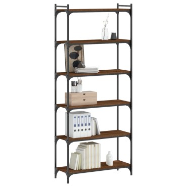 vidaXL Βιβλιοθήκη 6 Επιπέδων Καφέ Δρυς 80x30x188cm Επεξεργ. Ξύλο 1 τεμ.