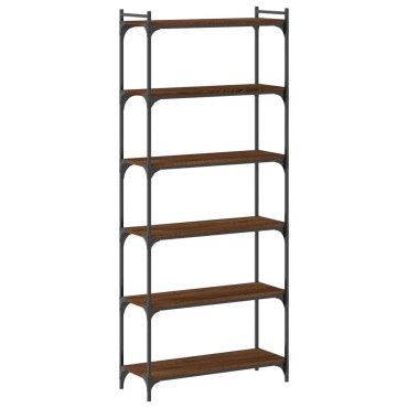 vidaXL Βιβλιοθήκη 6 Επιπέδων Καφέ Δρυς 80x30x188cm Επεξεργ. Ξύλο 1 τεμ.