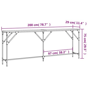 vidaXL Τραπέζι Κονσόλα Καφέ Δρυς 200x29x75cm Επεξεργασμένο Ξύλο 1 τεμ.