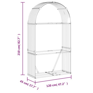 vidaXL Ξυλοθήκη Αν. Γκρι 120 x 45 x 210 εκ. από Γαλβανισμένο Ατσάλι