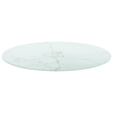 vidaXL Επιφάνεια Τραπεζιού Λευκή 70x0,8cm Ψημ. Γυαλί Μαρμ. Σχέδιο 1 τεμ.