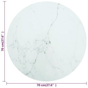 vidaXL Επιφάνεια Τραπεζιού Λευκή 70x0,8cm Ψημ. Γυαλί Μαρμ. Σχέδιο 1 τεμ.