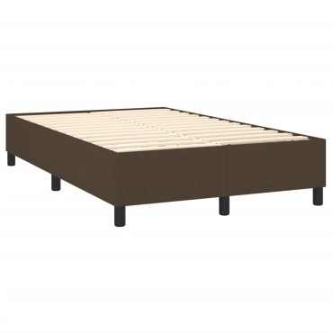 vidaXL Κρεβάτι Boxspring με Στρώμα Σκούρο Καφέ 140x190 εκ. Υφασμάτινο
