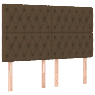 vidaXL Κρεβάτι Boxspring με Στρώμα Σκούρο Καφέ 140x190 εκ. Υφασμάτινο