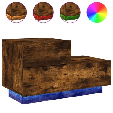 vidaXL Κομοδίνο με Φώτα LED Καπνιστή Δρυς 70x36x40,5cm 1 τεμ.