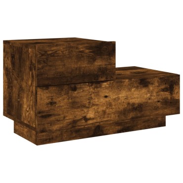 vidaXL Κομοδίνο με Φώτα LED Καπνιστή Δρυς 70x36x40,5cm 1 τεμ.