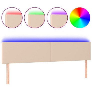 vidaXL Κεφαλάρι Κρεβατιού LED Καπουτσίνο 180x5x78/88cm Συνθετ. Δέρμα 1 τεμ.