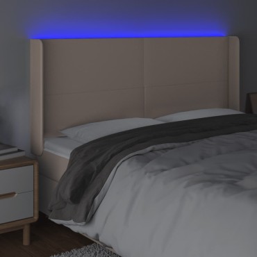 vidaXL Κεφαλάρι Κρεβατιού LED Καπουτσίνο 183x16x118/128 εκ 1 τεμ.