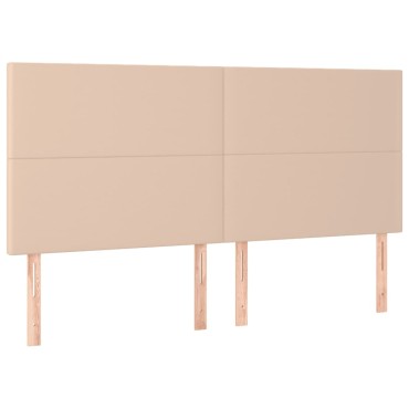 vidaXL Κρεβάτι Boxspring Στρώμα&LED Καπουτσίνο 180x200 εκ. Συνθ. Δέρμα