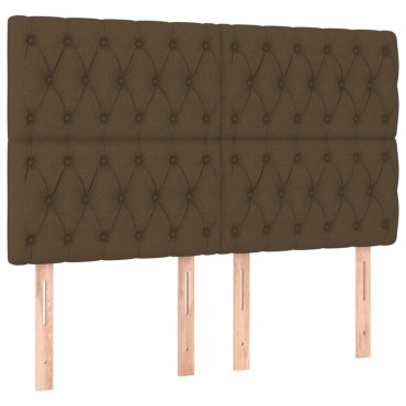 vidaXL Κρεβάτι Boxspring με Στρώμα Σκούρο Καφέ 140x200 εκ Υφασμάτινο