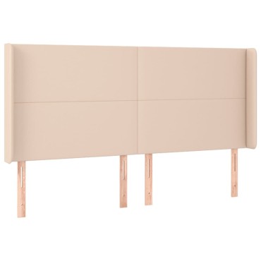 vidaXL Κρεβάτι Boxspring Στρώμα&LED Καπουτσίνο 180x200 εκ. Συνθ. Δέρμα