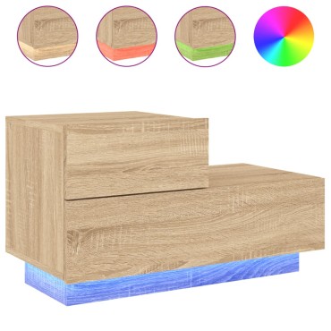 vidaXL Κομοδίνο με Φώτα LED Sonoma Δρυς 70x36x40,5cm 1 τεμ.