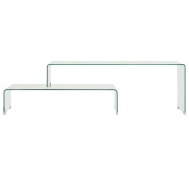 vidaXL Τραπεζάκι Σαλονιού Σετ 2 τεμ. 90x30x20/110x30x40cm Ψημένο Γυαλί