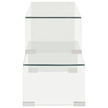 vidaXL Τραπεζάκι Σαλονιού Σετ 2 τεμ. 90x30x20/110x30x40cm Ψημένο Γυαλί