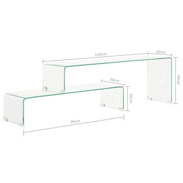 vidaXL Τραπεζάκι Σαλονιού Σετ 2 τεμ. 90x30x20/110x30x40cm Ψημένο Γυαλί