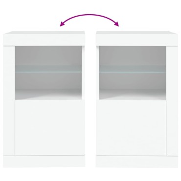 vidaXL Ντουλάπια Βοηθητικά με Φώτα LED 2 τεμ. Λευκά από Επεξεργ. Ξύλο 41x37x67cm